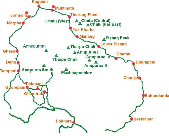 Pisang Peak Climbing map