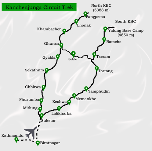 Kanchenjunga Base Camp Trek Map