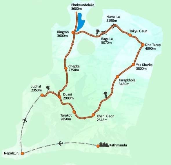 Lower Dolpo Trek Map